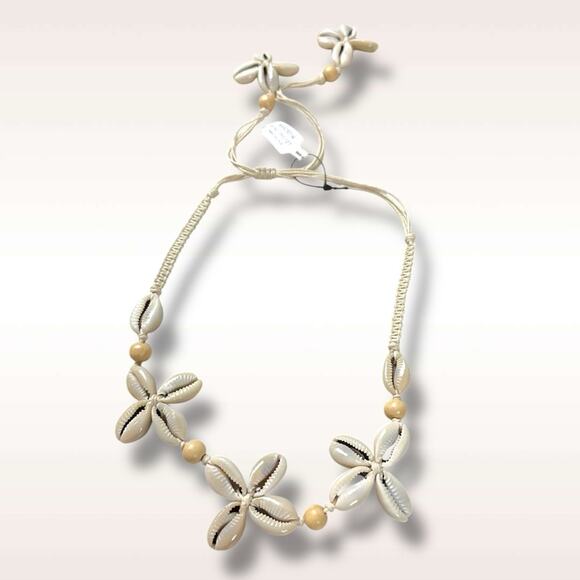 Free People Happy Days Shell Necklace NWT Neutral Bohemian Beach Choker Summer - Picture 7 of 16